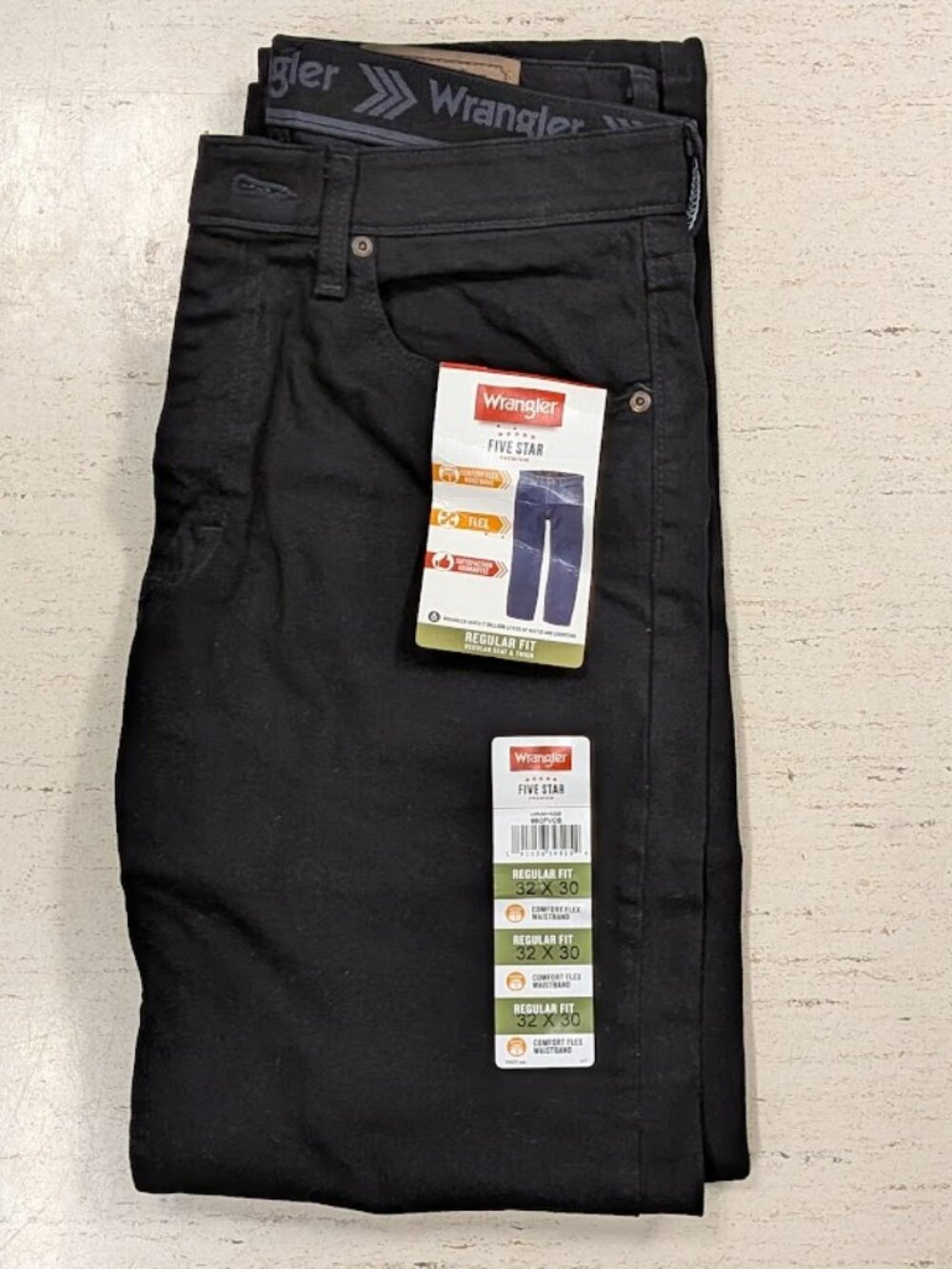 Wrangler Five Star Regular Fit Jean 32x30, Black
